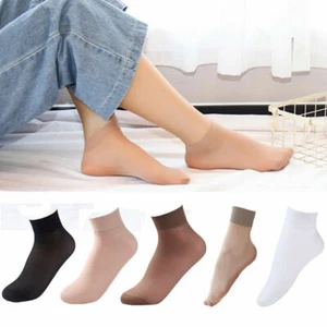 Lot 10 Pairs Women Ladies Sheer Solid Transparent Short Stockings Ankle Socks - Picture 1 of 13