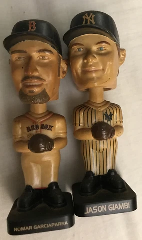 Lot of 2 BOBBLEHEADS Yankees Jason Giambi, Boston Redsox Nomar Garciaparra 4” Cover