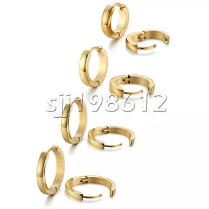 4 Paar Damen Männer kleine Reifen Ohrringe Edelstahl Huggie Piercing Knorpel - Bild 1 von 15