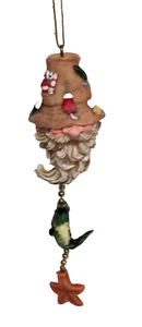 Fishing Santa Christmas Ornament - w Dangling Fish and Star - Picture 1 of 11