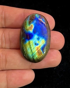 76 40x2Ct Natural Multi Fire Labradorite Oval Cabochon Gemstone 40x25x7 mm DJ=91 - Picture 1 of 6