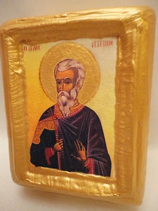 Saint Agapios Agapius Christianity Greek Orthodox Icon Art on Wood - Picture 1 of 8