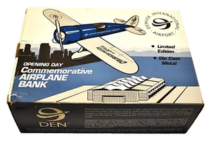 NEW Denver Airport DIA Opening Day Die Cast Airplane Collect Metal Coin Toy Bank - Picture 1 of 15