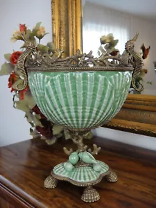 Prunkschale Porzellan Bronze Prunkvase Antik Barock Pokal Schale Vase Luxus Edel - Bild 1 von 8