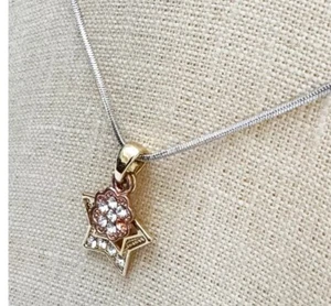 Collar de cadena de moda para mujer colgante círculo estrella oro plata 16 pulgadas - Imagen 1 de 5
