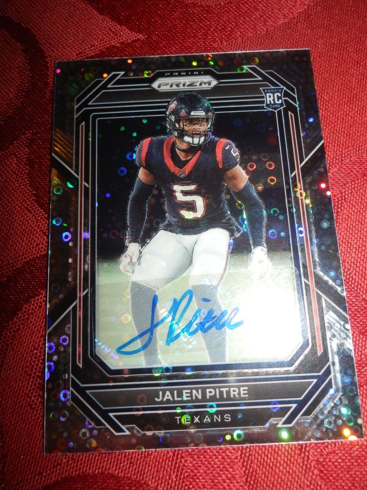 2022 Panini Prizm Jalen Pitre No Huddle Prizm Rookie Auto RC #383 Texans
