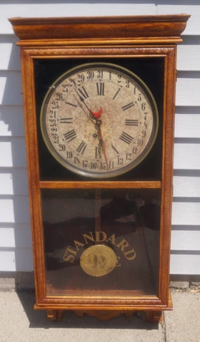 Antique 1880s Ingraham STANDARD TIME Calendar Regulator 38" Wall Clock MUST SEE Cover