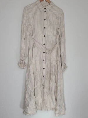 ALTUZARRA Midi Shirt Belted Dress Striped Collar Size FR 46/ US 14 Womens - Image 1 of 4