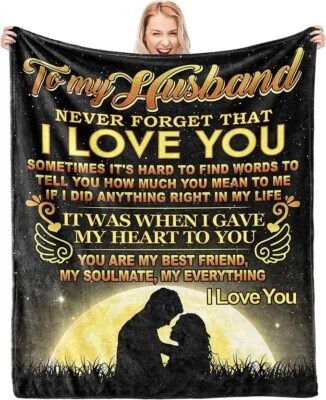 Фланелевое одеяло плюшевый мягкий подарок для него мужа свадьбы годовщины США - Изображение 1 из 4