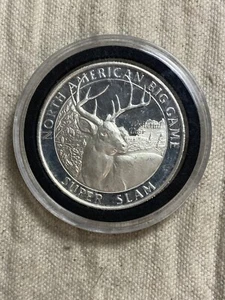 North American Bucks and Bulls Weißschwanzhirsch 1 oz Troja .999 Silbermedaille - Bild 1 von 4