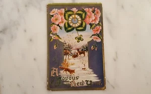 Antike Postkarte Ein fröhliches neues Jahr  - Bild 1 von 4