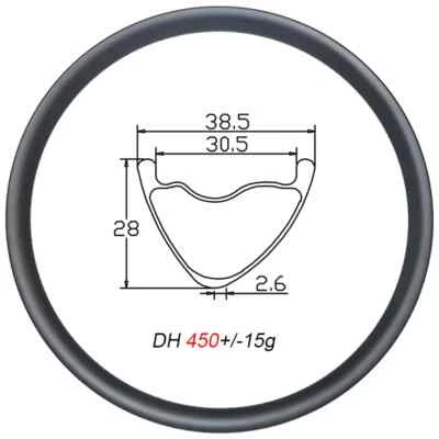 Llanta de carbono para bicicleta de descenso 29er MTB DH asimetría en forma de V 3K 12K mate brillante Foto 1 de 4