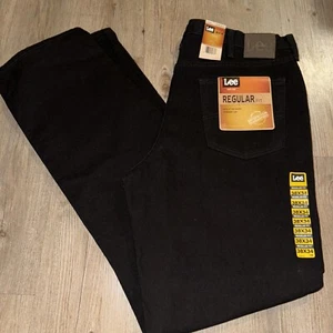 Lee Jeans Men’s Double Black Size 38x34 Long Regular Fit Straight Leg All Cotton - Picture 1 of 7