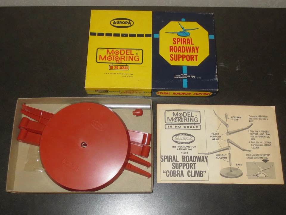 SOPORTE DE CARRETERA ESPIRAL AURORA #1594 VINTAGE TEMPRANO EN CAJA DE FÁBRICA - MUY BONITO Foto 1 de 1