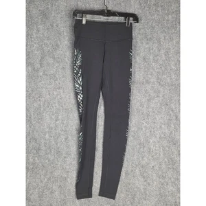 Lululemon Athletica Black Leggings Women's Size 4 Pineapple Print Athleisure - Picture 1 of 9