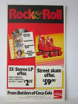 1980 COKE Coca Cola ROCK & ROLL Skates & VINYL LP ALBUM Offer POSTER - Image 1 of 4