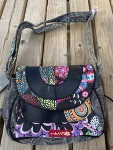 Ethnic Stunning Macha Cotton Leather Shoulder Bag Hippie Indian - Picture 1 of 3
