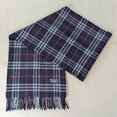 Burberry Designer Lambswool Scarf Navy Unisex – Used – Elegant Cold Weather Wrap - Image 1 of 4