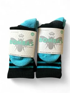 2 Pair Bombas Socks Extra Small XS Fits Kid Sizes 1-6 Brand New Black & Blue - Picture 1 of 4