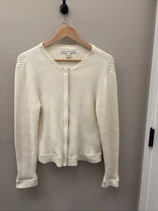 Tommy Hilfiger Strickjacke Zopfmuster Pullover Oberteil durchgehender Reißverschluss Damen Gr. XL cremefarben gebraucht, in einwandfreiem Zustand - Bild 1 von 9