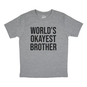 Youth Worlds Okayest Brother Shirt Funny T shirt Big Brother Novelty Gift Fun - Picture 1 of 7