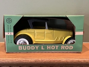 Vintage Buddy L Yellow HOT ROD ROADSTER Pressed Steel in ORIGINAL BOX - Picture 1 of 10