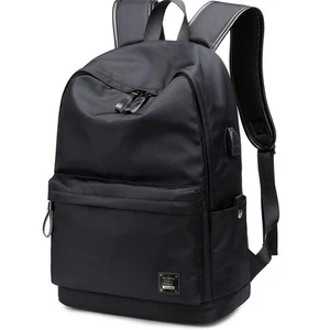 Black Laptop Backpack for Men Women with USB Charging Port, College Bookbag w... - Picture 1 of 7