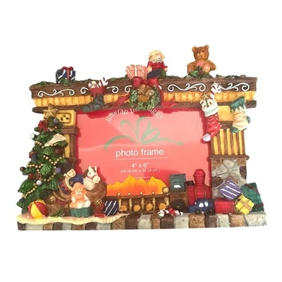 Marco de fotos de chimenea de Navidad de colección 4x6 imagen decoración navideña abrigo festivo Foto 1 de 4