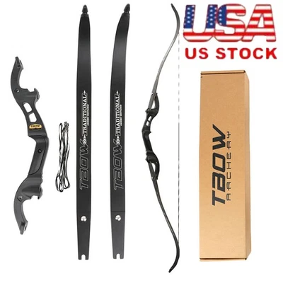 62" Takedown Recurve Bow American Hunting 25-60lbs Limbs Archery F Interface Bow - Image 1 of 4