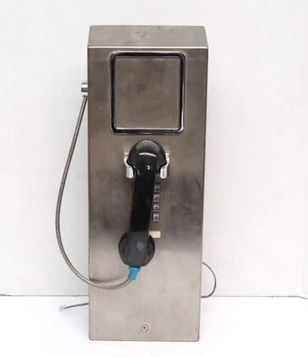 Teléfono público de colección sin moneda prisión teléfono de pago hombre cueva cárcel montaje en pared coleccionar acero inoxidable Foto 1 de 4