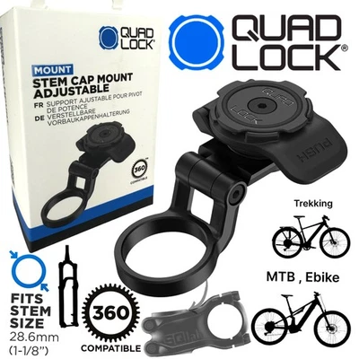 QUAD LOCK Stem Cap Mount Fahrrad Vorbau Kappen Handy Halter Winkel einstellbar - Bild 1 von 4