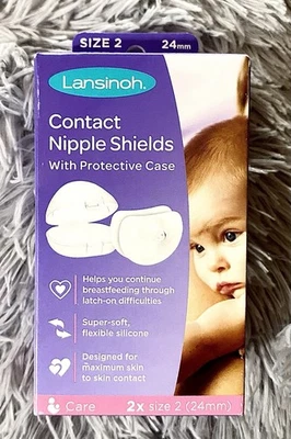 Escudos para pezones de contacto Lansinoh - Paquete de 2 tamaños 2-24 mm + estuche Foto 1 de 2