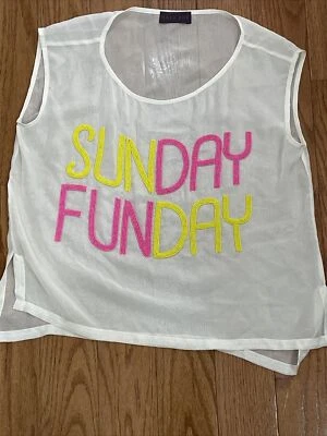 Camisola tanque HALE BOB "Sunday Funday" con cuentas sedosa transparente Foto 1 de 4