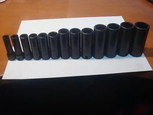 Snap-On 13 pc 3/8" Drive 6-Point Deep Impact Socket Set-(8-19 and 21mm) (NEW) - Bild 1 von 11