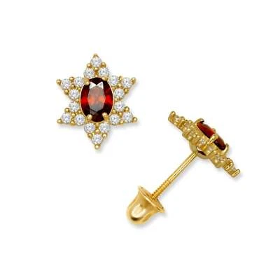 Hermosos aretes para niñas en forma de estrella de oro amarillo y blanco de 14K Foto 1 de 4