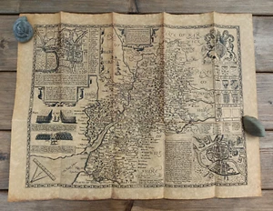 Old Map of Gloucestershire 1610 John Speede Authentic Antiqued Parchment Replica - Picture 1 of 4