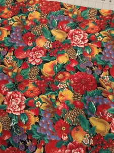 Joan Kessler Concord Fruit Florals Berries Black Cotton Quilting Fabric 1 Yard - Picture 1 of 6