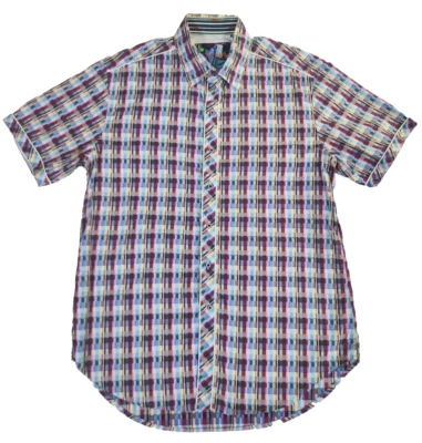 Robert Graham Geometric Shirt Men's Large Shirt Short Sleeve Button Up Plaid - Image 1 of 4