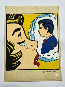 ROY LICHTENSTEIN drawing and painting on old paper signed stamped vintage - Picture 1 of 2