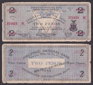 WW2 US Philippines 2 Pesos PNB  Iloilo C/S BADJOZ Romblon Emergency Note - Picture 1 of 4