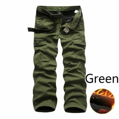 Men Army Cargo Cashmere Warm Pants Military Tactical Trouser Long Pocket Hiking - Image 1 of 4