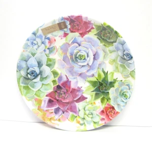 Set / 6 Nicole Miller Melamine 11" Dinner Plates Succlulent Flowers - NEW - Picture 1 of 1