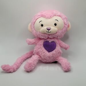 First & Main Minkee Monkey Plush Pink Stuffed Animal Toy 7" Beans Purple Heart