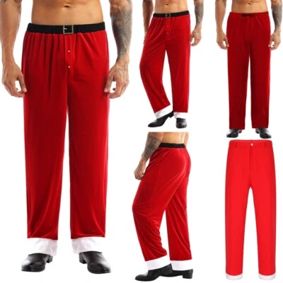 Disfraz de Papá Noel de terciopelo talla grande para hombre pantalones largos pantalones de vacaciones de Navidad Foto 1 de 3
