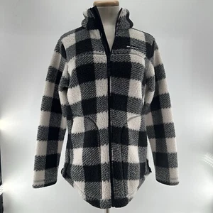 Columbia Women's West Bend Full-Zip Fleece Jacket Black & White Checkered Print - Picture 1 of 15