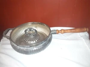 Vintage Silver Plated Pan With Wooden Handle & Plated Top-SEE DETAILS - Picture 1 of 8