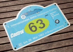 VINTAGE AUTOMOBILE CAR RALLY SIGN # BMW CASTROL VETERAN RALLY BRAUNSCHWEIG 1983 - Picture 1 of 2