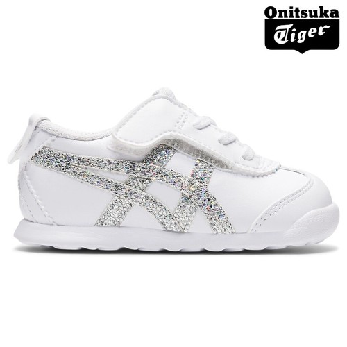 ASICS Onitsuka Tiger MEXICO 66 BAMBINI 2 Taglia 1184A173 Pelle Artificiale Bianco GIAPPONESE NUOVO