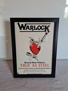 "WARLOCK TRUE AS STEEL ALBUM 1980ER JAHRE GERAHMTE WERBUNG MUSIKPLAKAT A4 8X12" - Bild 1 von 2