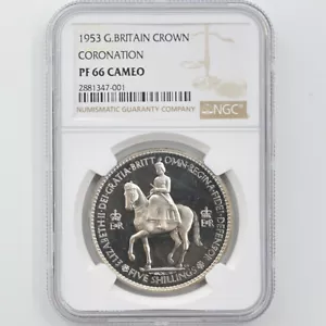 1953 Great Britain Coronation 1 Crown Copper-nickel Proof Coin NGC PF 66 CAMEO - Picture 1 of 4